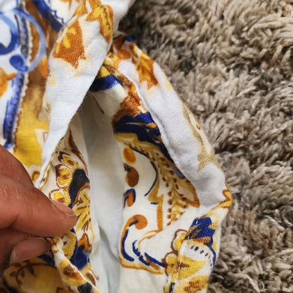 Joie 100% Linen. Floral Print Top and Shorts Set - White and Yellow - Picture 12 of 16